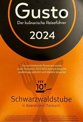 Auszeichnung Gusto Schwarzwaldstube 2024