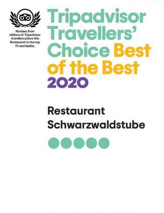 Traube Tonbach - Tripadvisor Travellers Choice Award Schwarzwaldstube 2020