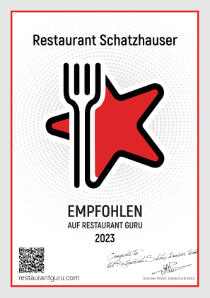 Restaurantguru Zertifikat Schatzhauser 2023